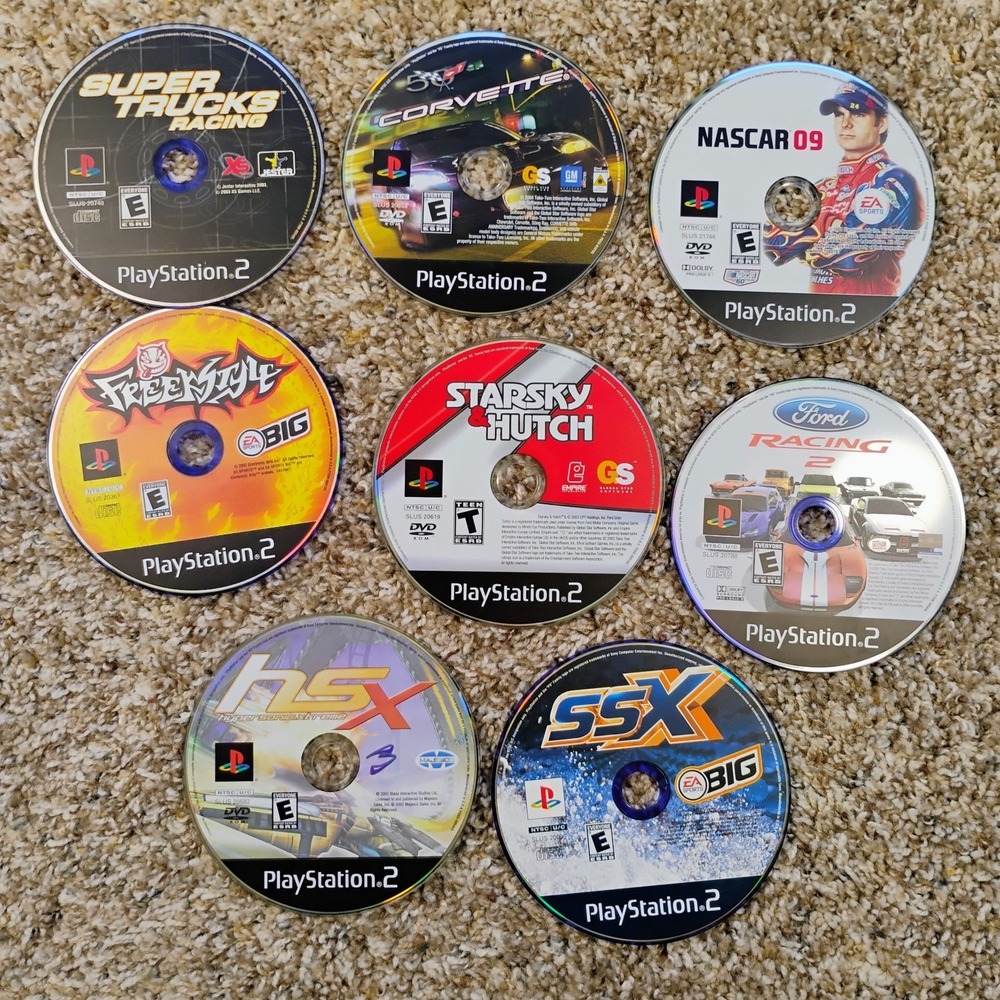 PlayStation 2 8 Game Lot SSX HSX Freestyle‎ Corvette Super Truck Ford Racing Etc
